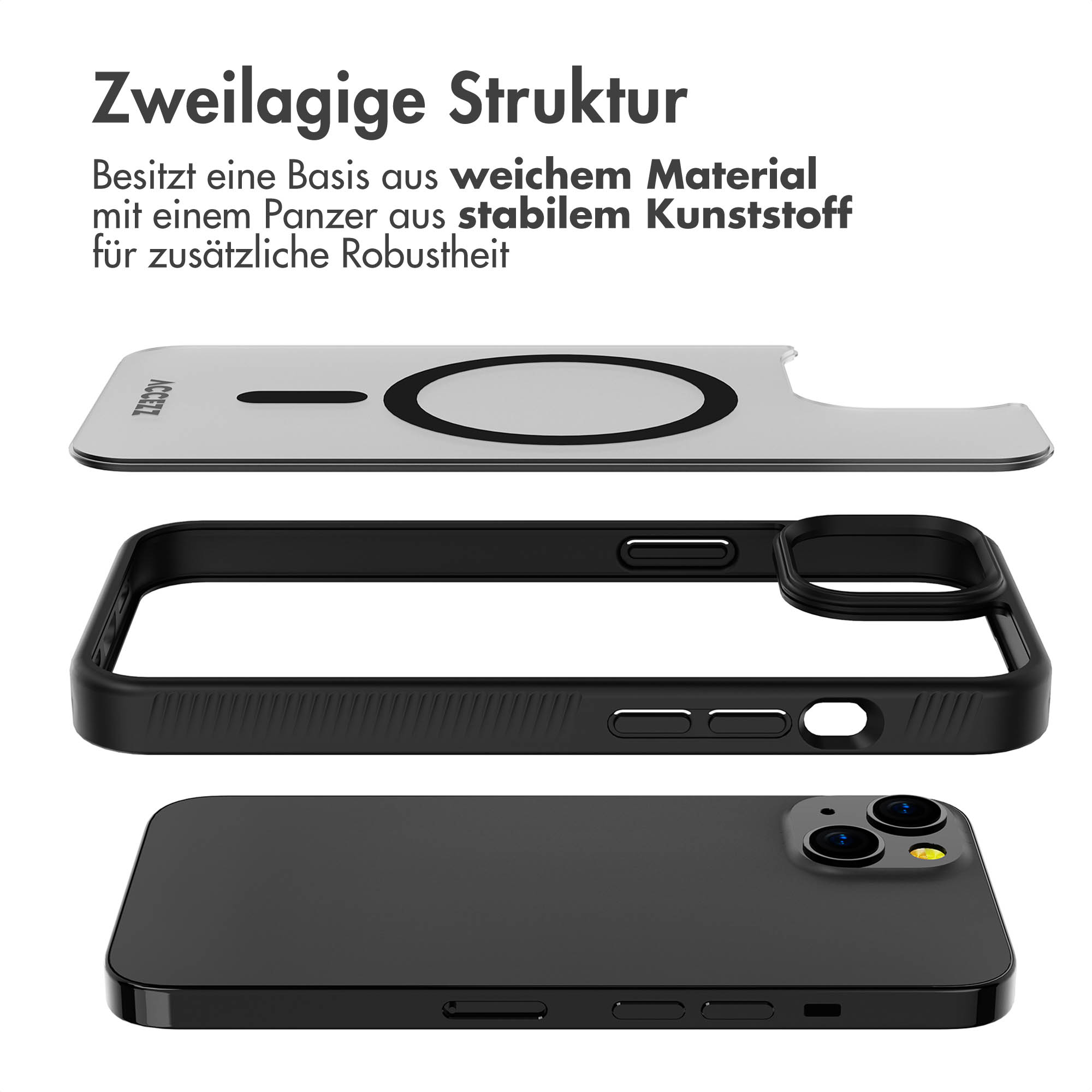 Accezz Rugged Frosted MagSafe Backcover Apple iPhone 13 - Zwart - Afbeelding 9