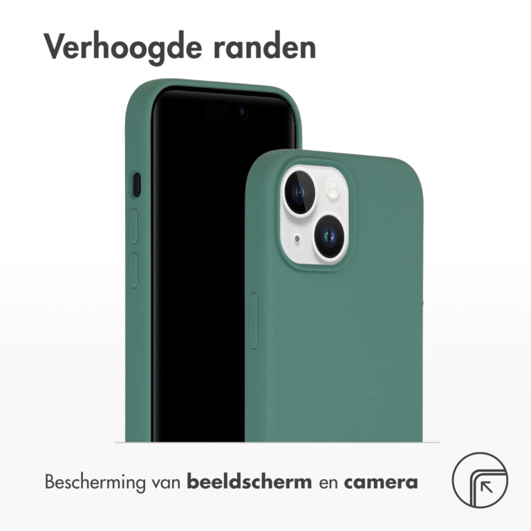 Accezz Liquid Silicone Backcover Apple iPhone 15 - Donkergroen - Afbeelding 2