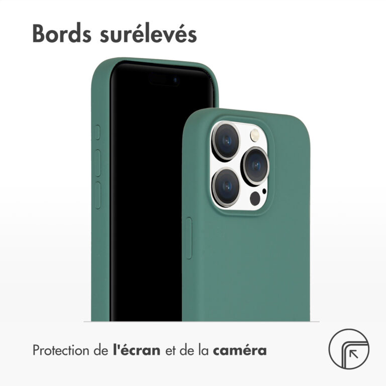Accezz Liquid Silicone Backcover Apple iPhone 15 Pro - Donkergroen - Afbeelding 5