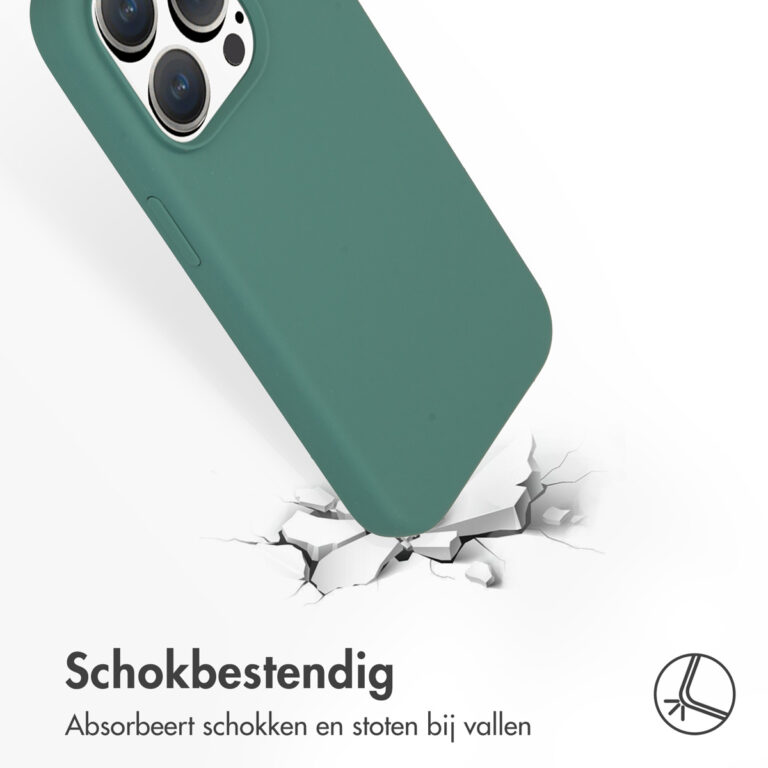 Accezz Liquid Silicone Backcover Apple iPhone 15 Pro - Donkergroen - Afbeelding 3