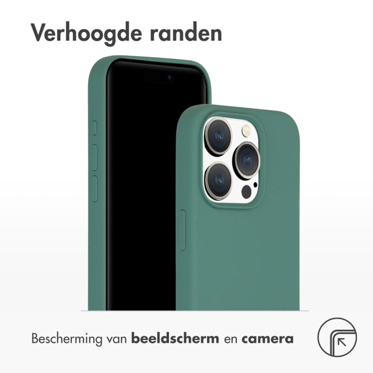 Accezz Liquid Silicone Backcover Apple iPhone 15 Pro - Donkergroen - Afbeelding 2