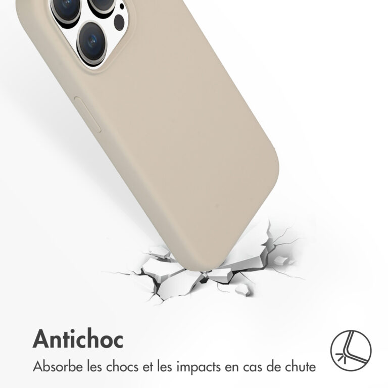 Accezz Liquid Silicone Backcover Apple iPhone 15 Pro - Stone - Afbeelding 6