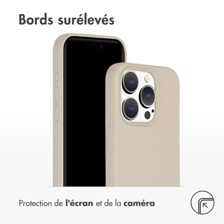 Accezz Liquid Silicone Backcover Apple iPhone 15 Pro - Stone - Afbeelding 5