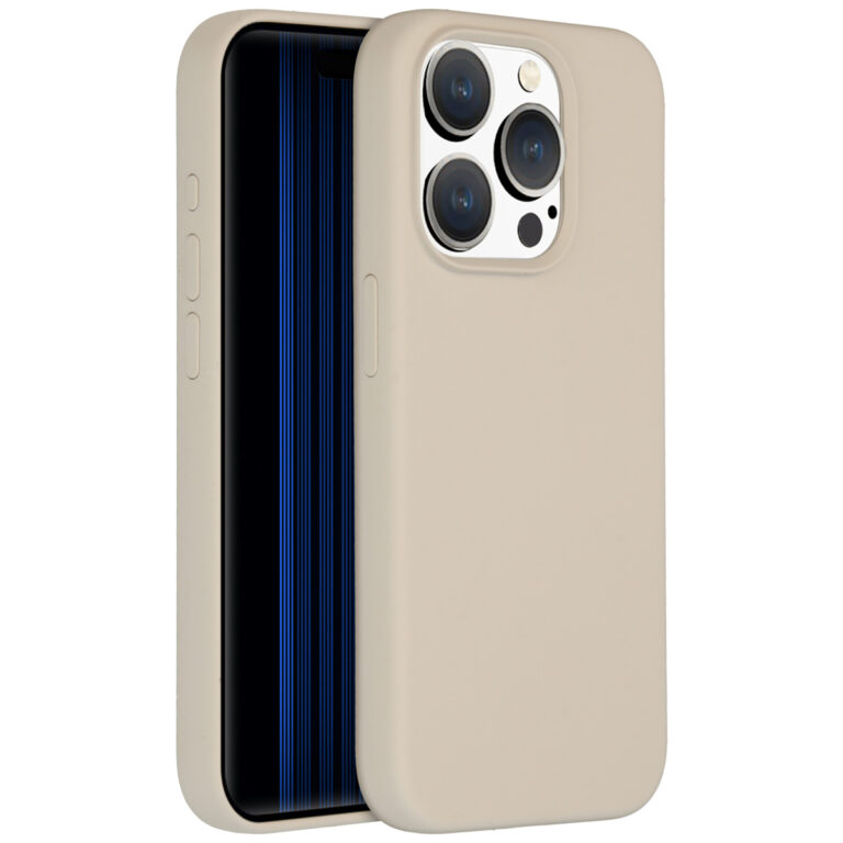 Accezz Liquid Silicone Backcover Apple iPhone 15 Pro - Stone - Afbeelding 4