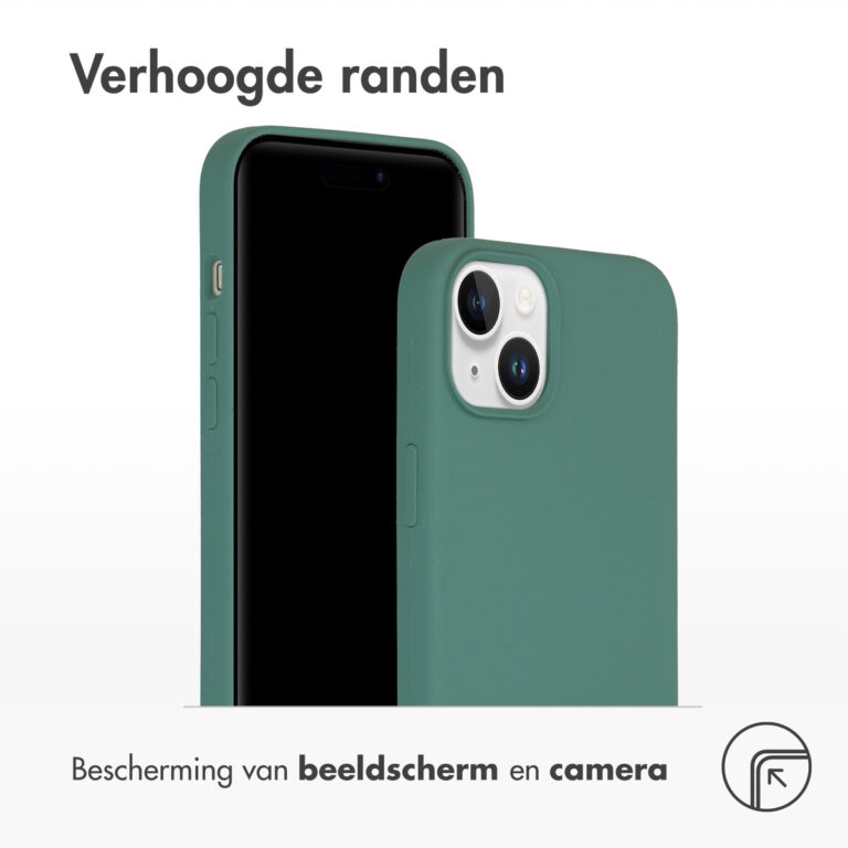 Accezz Liquid Silicone Backcover Apple iPhone 15 Plus - Donkergroen - Afbeelding 2