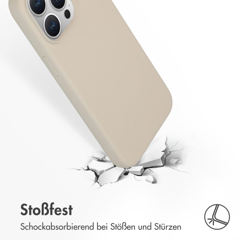 Accezz Liquid Silicone Backcover Apple iPhone 15 Pro Max - Stone - Afbeelding 3