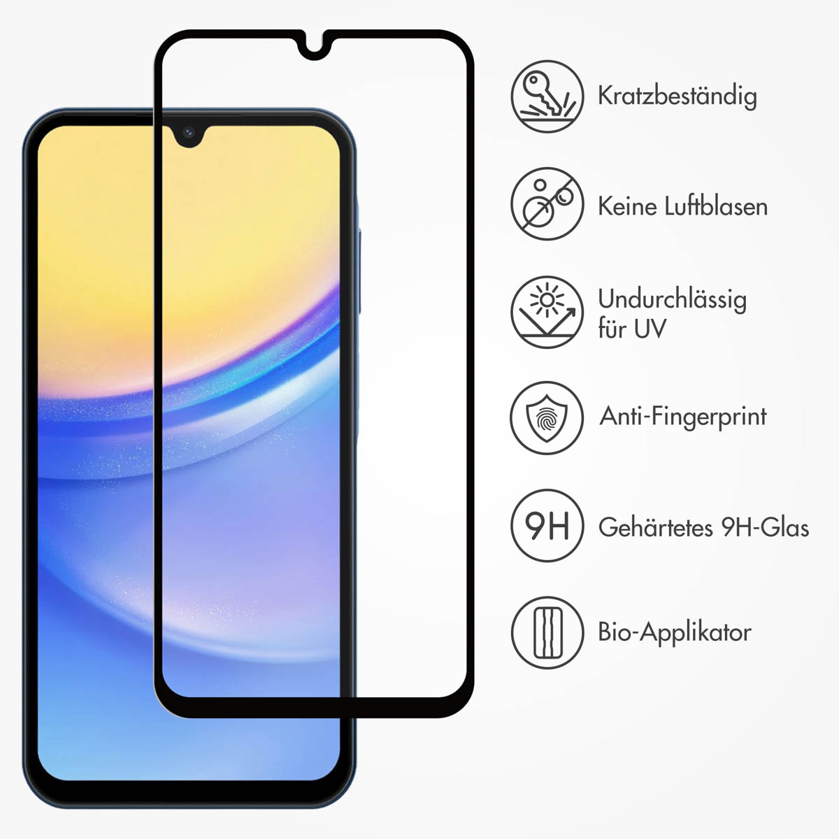Accezz Gehard Glas Full Cover Screenprotector met applicator Samsung Galaxy A15 (5G/4G) - Afbeelding 9