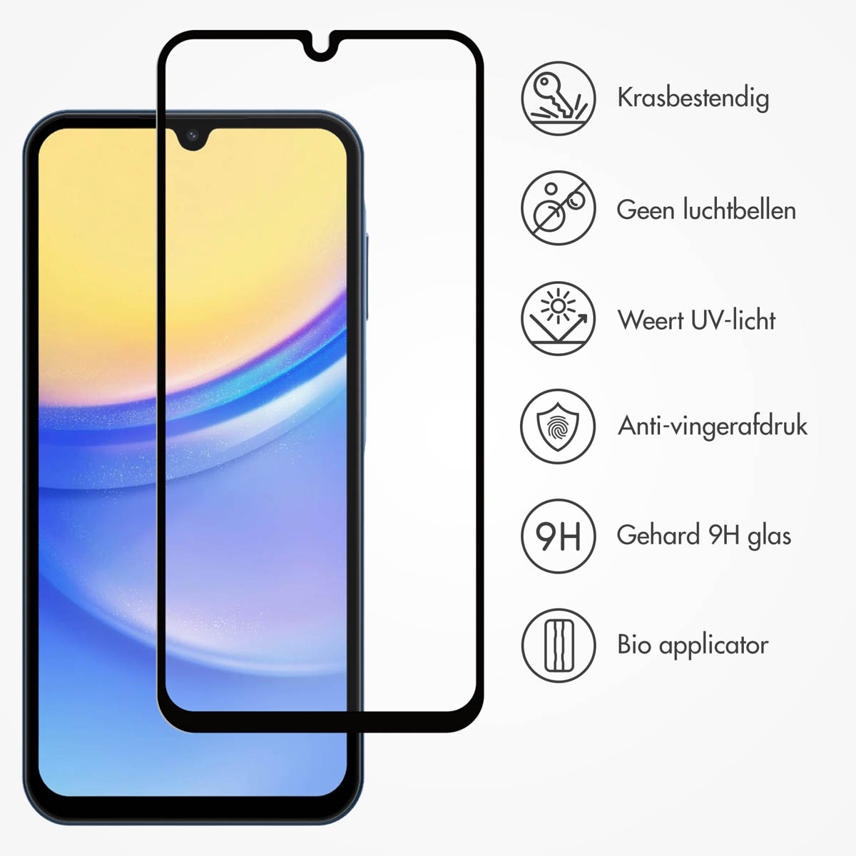 Accezz Gehard Glas Full Cover Screenprotector met applicator Samsung Galaxy A15 (5G/4G) - Afbeelding 8