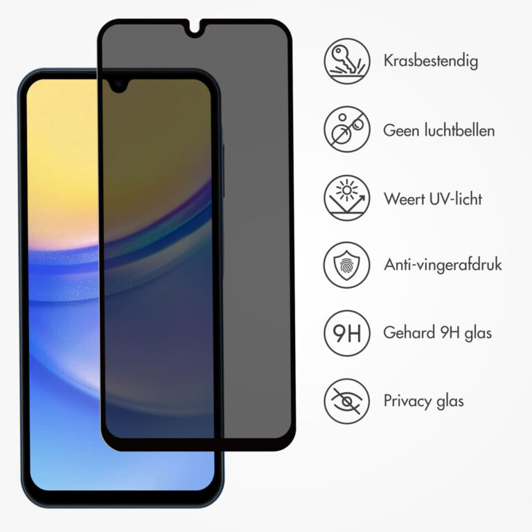 Accezz Gehard Glas Privacy Screenprotector Samsung Galaxy A15 (5G/4G) - Afbeelding 9