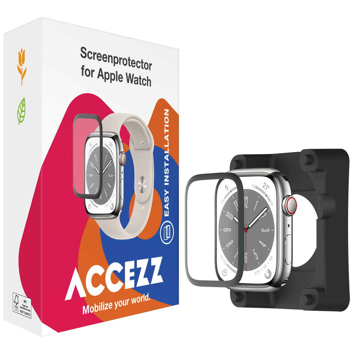 Accezz Screenprotector met applicator Apple Watch Series 4-6 / SE - 40 mm - Afbeelding 3