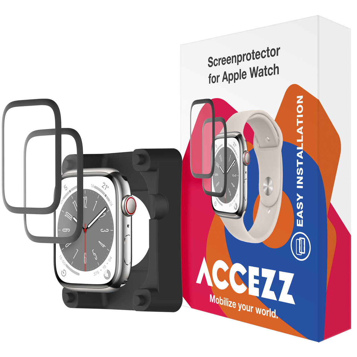 Accezz 2x Screenprotector met applicator Apple Watch Series 4-6 / SE - 40 mm - Afbeelding 2