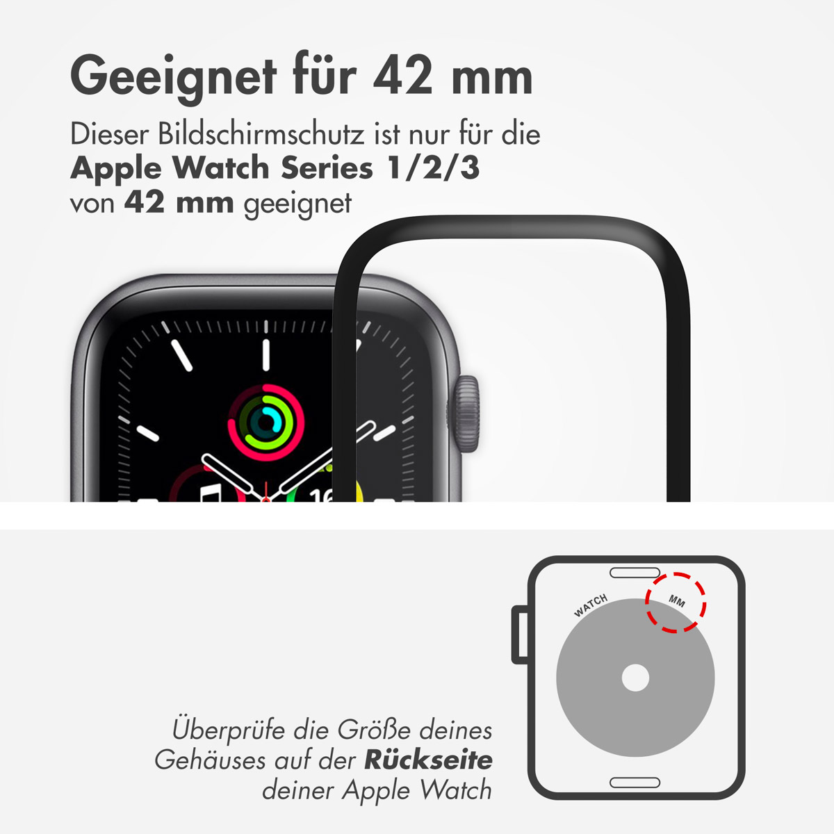 Accezz 2x Screenprotector met applicator Apple Watch Series 1-3 - 42 mm - Afbeelding 4