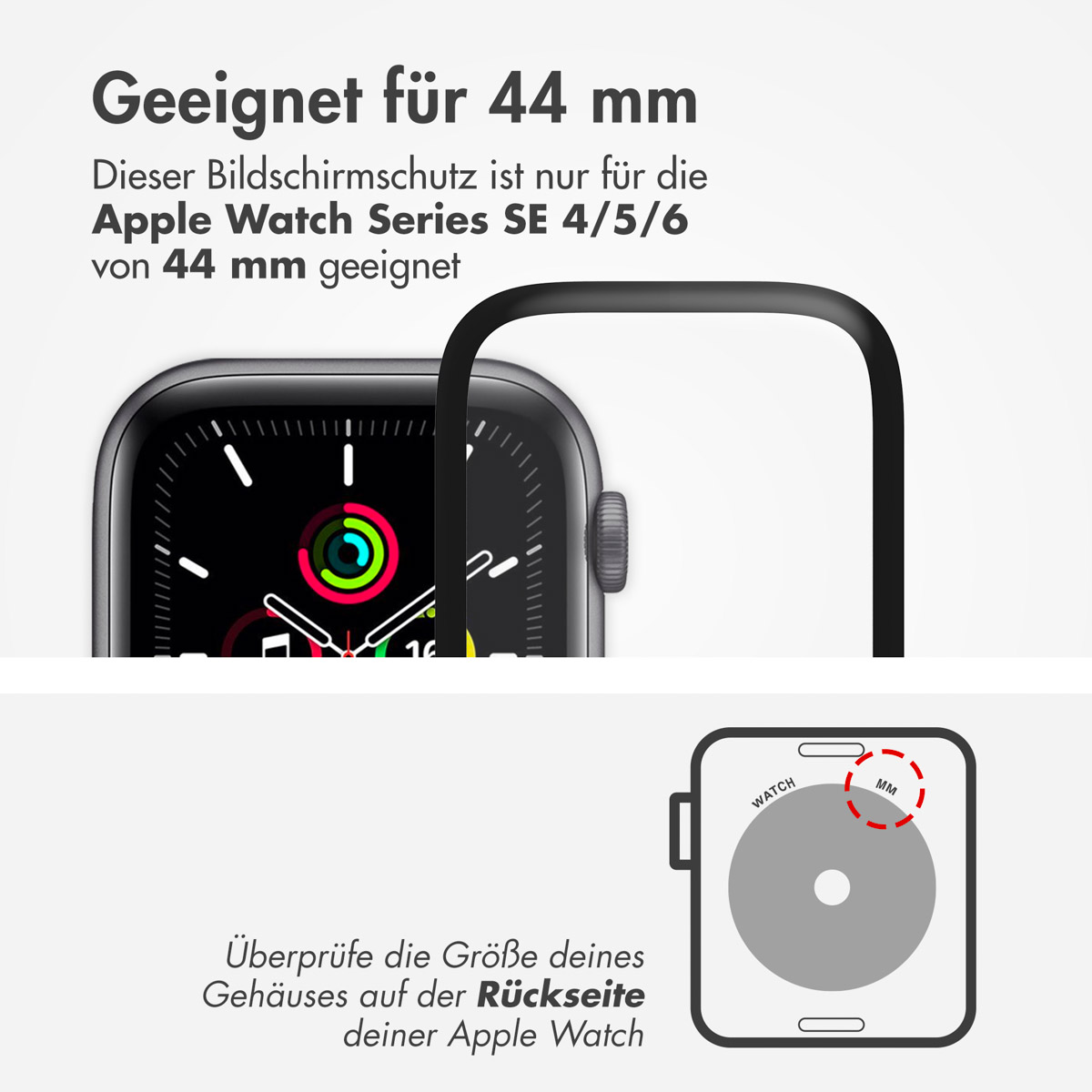 Accezz 2x Screenprotector met applicator Apple Watch Series 4-6 / SE - 44 mm - Afbeelding 4
