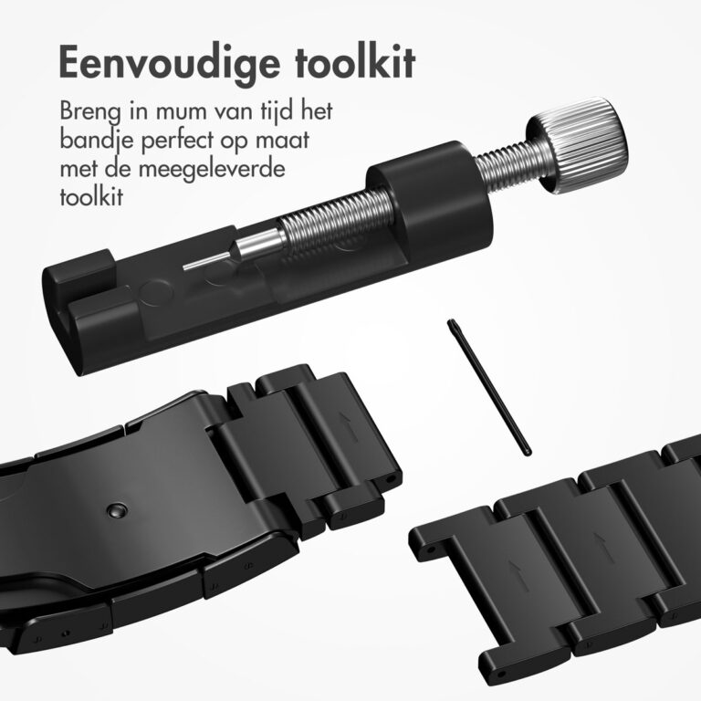 Accezz Mat Titanium bandje Apple Watch Series 1 t/m 9 / SE (38/40/41 mm) | Series 10 (42 mm) - Zwart - Afbeelding 4