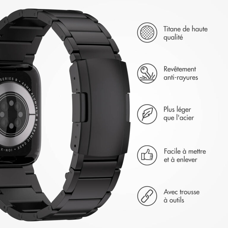 Accezz Mat Titanium bandje Apple Watch Series 1 t/m 9 / SE (38/40/41 mm) | Series 10 (42 mm) - Zwart - Afbeelding 6