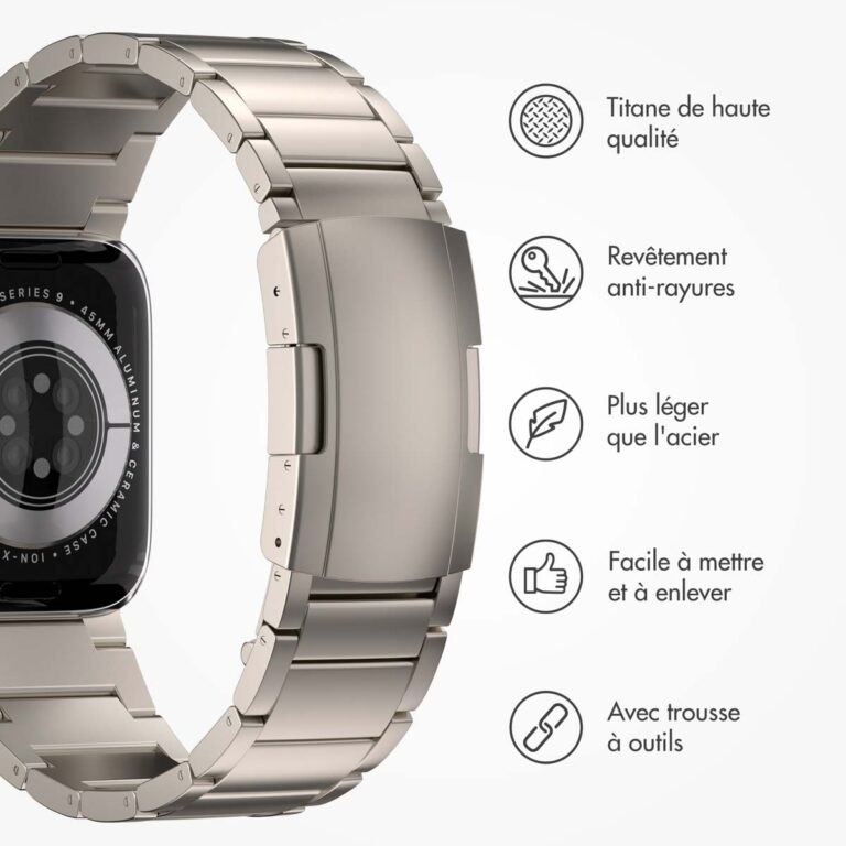Accezz Mat Titanium bandje Apple Watch Series 1 t/m 9 / SE (38/40/41 mm) | Series 10 (42 mm) - Titanium - Afbeelding 8