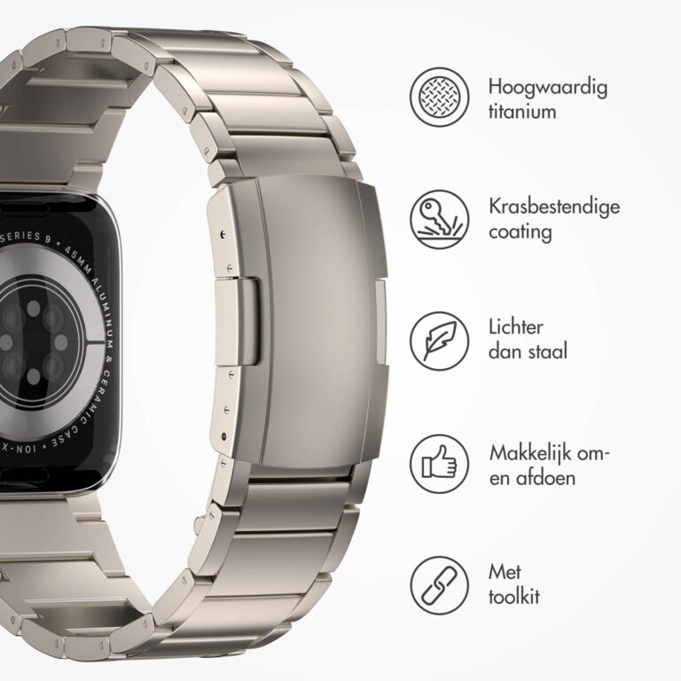 Accezz Mat Titanium bandje Apple Watch Series 1 t/m 9 / SE (38/40/41 mm) | Series 10 (42 mm) - Titanium - Afbeelding 3