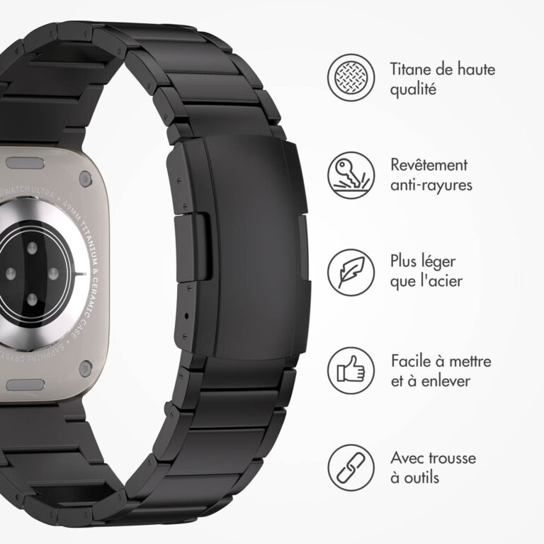 Accezz Mat Titanium bandje Apple Watch Series 1 t/m 10 / SE / Ultra (2) (44/45/46/49 mm) - Zwart - Afbeelding 8