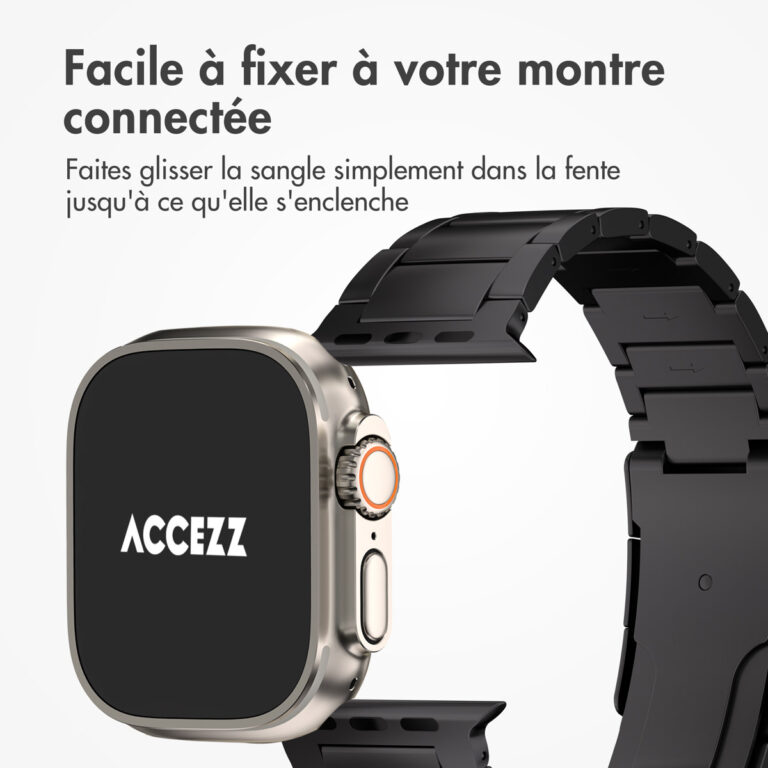 Accezz Mat Titanium bandje Apple Watch Series 1 t/m 10 / SE / Ultra (2) (44/45/46/49 mm) - Zwart - Afbeelding 7