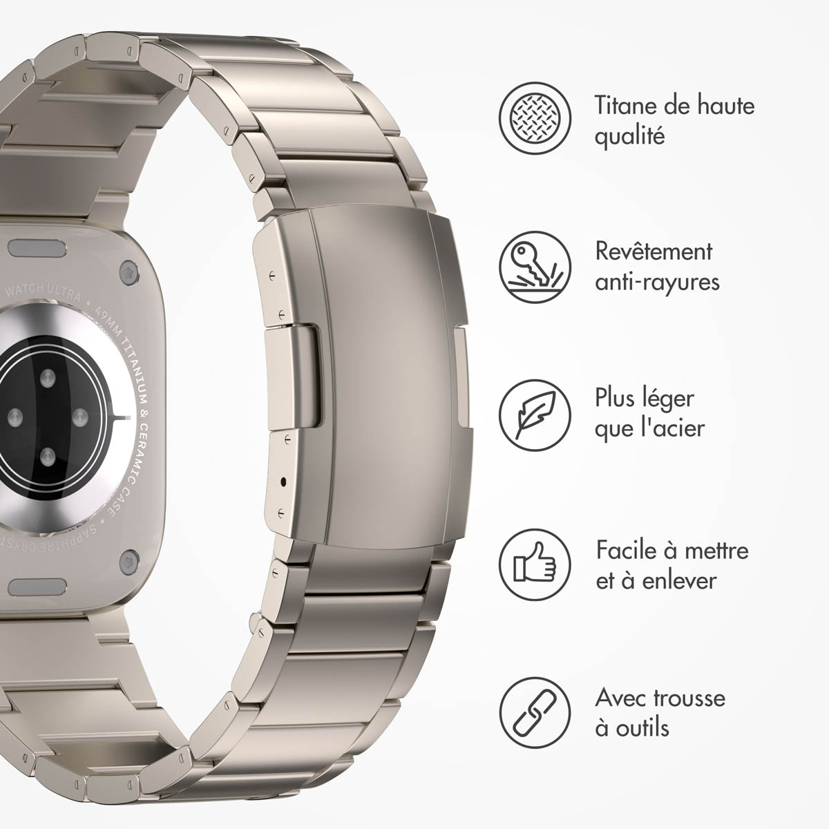 Accezz Mat Titanium bandje Apple Watch Series 1 t/m 11 / SE / Ultra (44/45/46/49 mm) - Titanium - Afbeelding 4