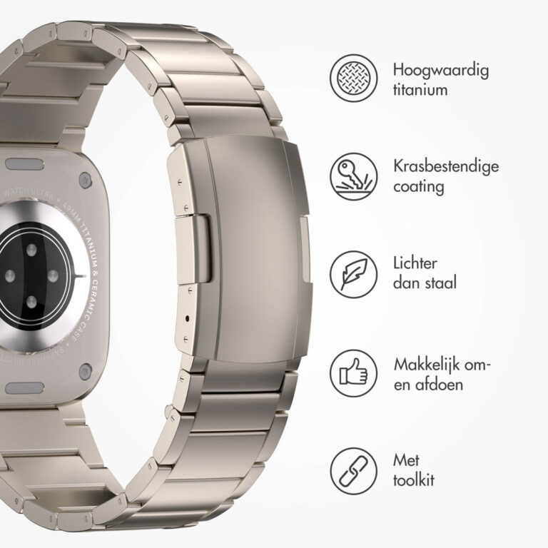 Accezz Mat Titanium bandje Apple Watch Series 1 t/m 10 / SE / Ultra (2) (44/45/46/49 mm) - Titanium - Afbeelding 3