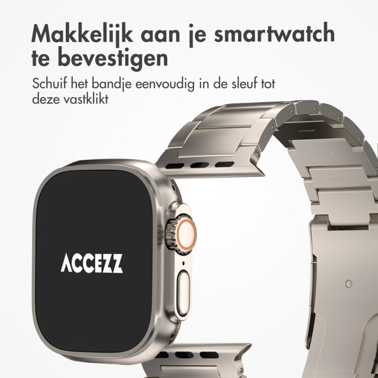 Accezz Mat Titanium bandje Apple Watch Series 1 t/m 10 / SE / Ultra (2) (44/45/46/49 mm) - Titanium - Afbeelding 2