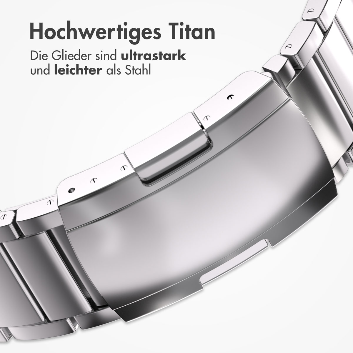 Accezz Mat Titanium bandje Apple Watch Series 1 t/m 9 / SE (38/40/41 mm) | Series 10 / 11 (42 mm) - Zilver - Afbeelding 10