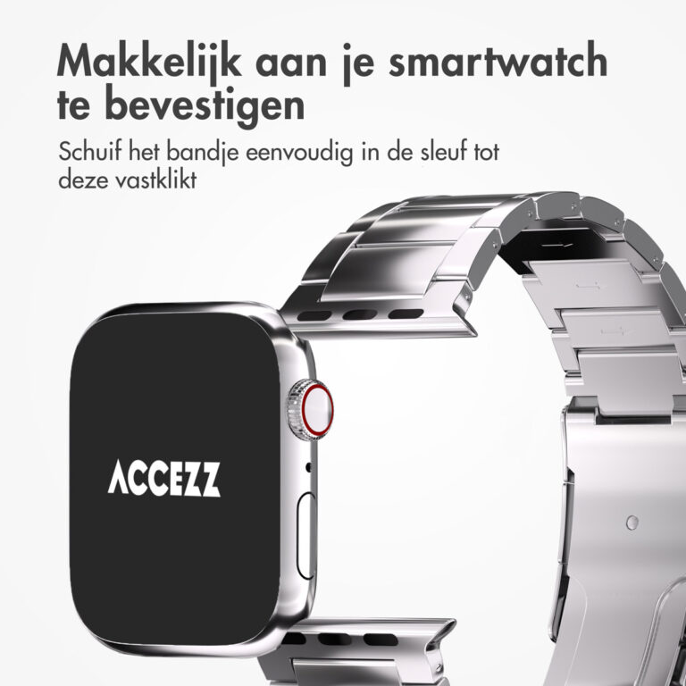 Accezz Glans Titanium bandje Apple Watch Series 1 t/m 9 / SE (38/40/41 mm) | Series 10 (42 mm) - Zilver - Afbeelding 2