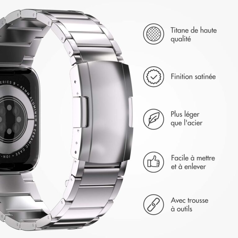 Accezz Glans Titanium bandje Apple Watch Series 1 t/m 10 / SE / Ultra (2) (44/45/46/49 mm) - Zilver - Afbeelding 8