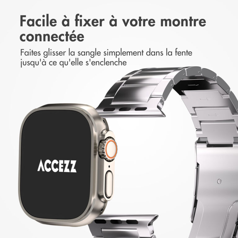 Accezz Glans Titanium bandje Apple Watch Series 1 t/m 10 / SE / Ultra (2) (44/45/46/49 mm) - Zilver - Afbeelding 7
