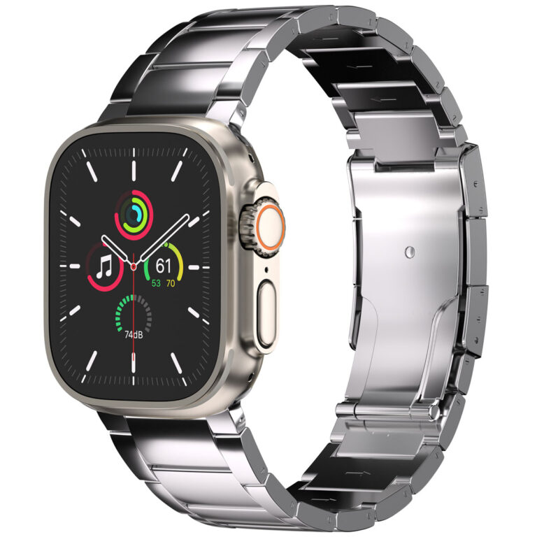 Accezz Glans Titanium bandje Apple Watch Series 1 t/m 10 / SE / Ultra (2) (44/45/46/49 mm) - Zilver - Afbeelding 6