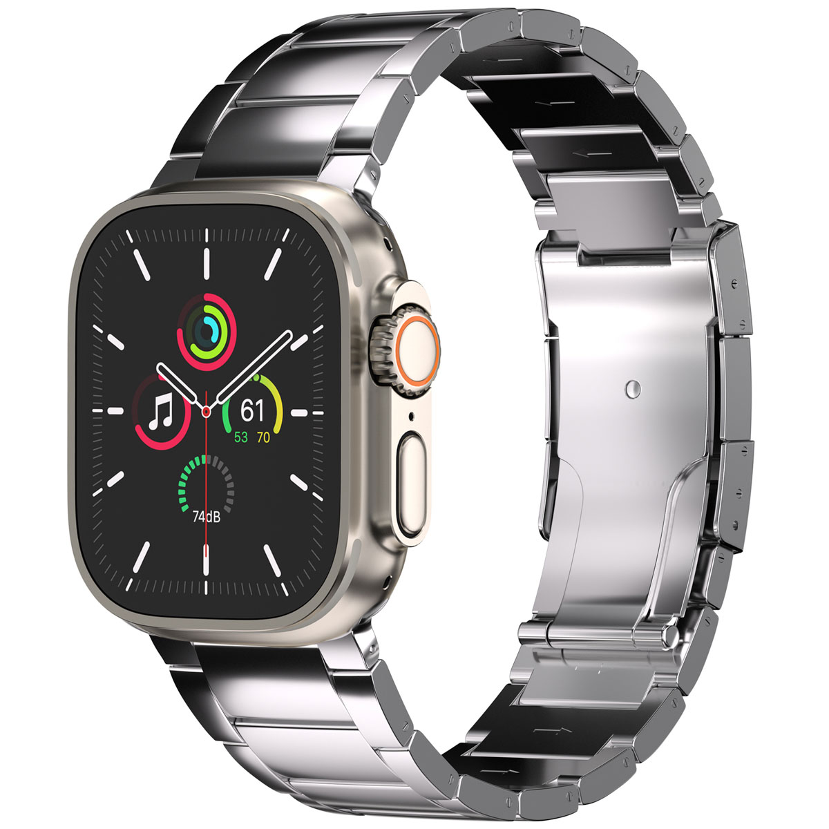 Accezz Glans Titanium bandje Apple Watch Series 1 t/m 10 / SE / Ultra (2) (44/45/46/49 mm) – Zilver
