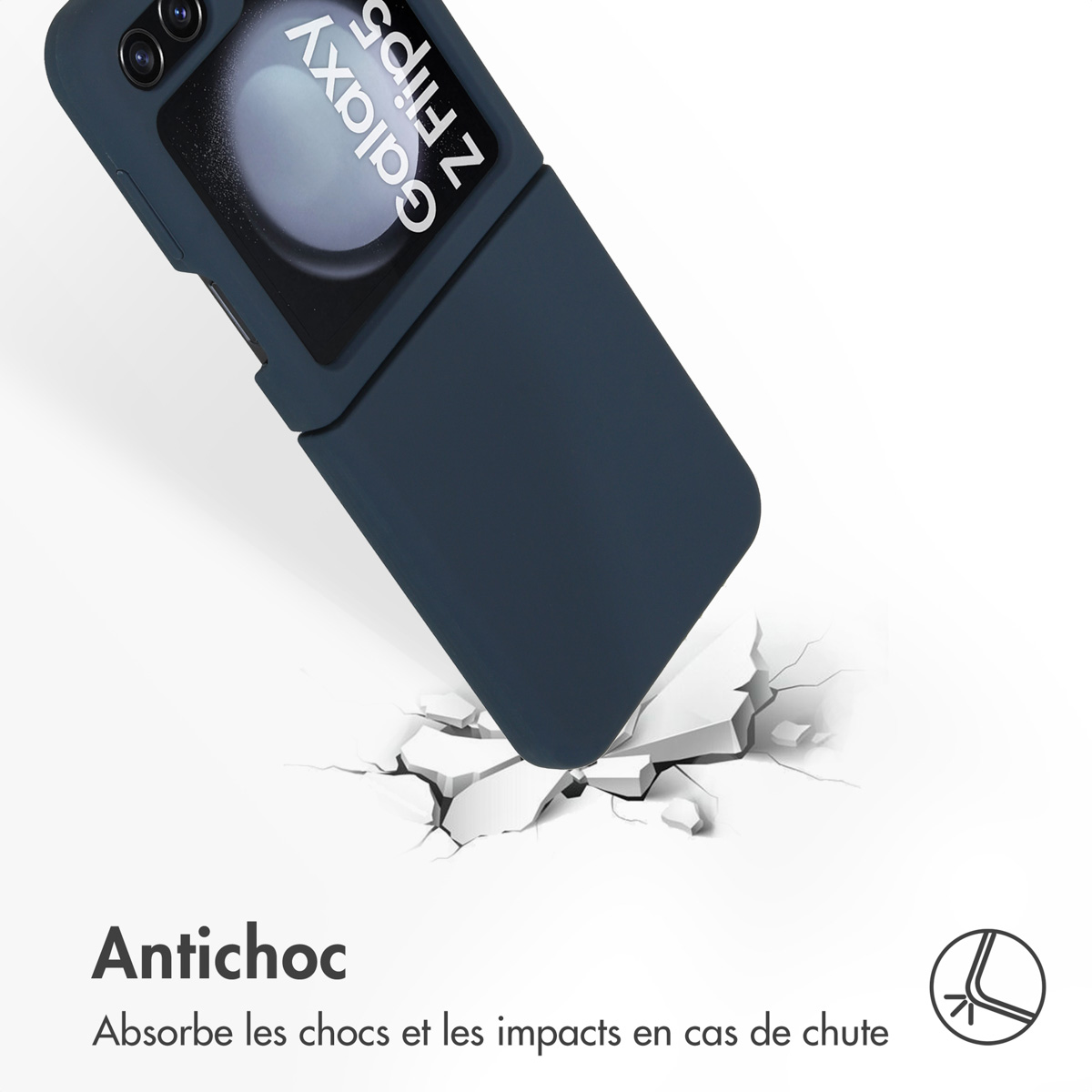 Accezz Liquid Silicone Backcover Samsung Galaxy Z Flip 5 - Donkerblauw - Afbeelding 6