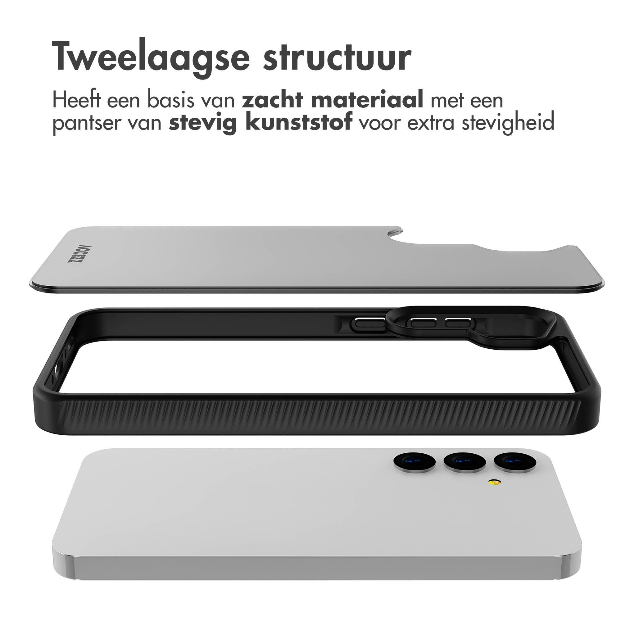 Accezz Rugged Frosted Backcover Samsung Galaxy A35 - Zwart - Afbeelding 4