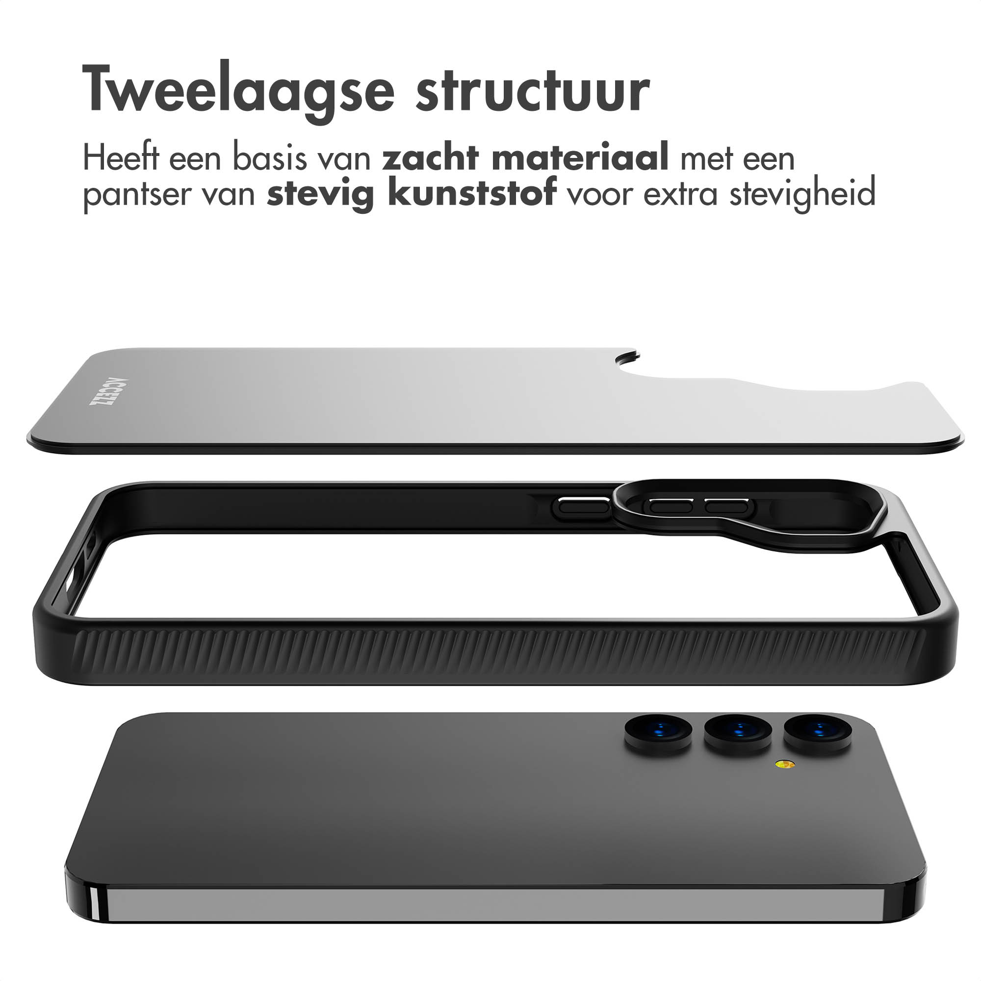 Accezz Rugged Frosted Backcover Samsung Galaxy A55 - Zwart - Afbeelding 4