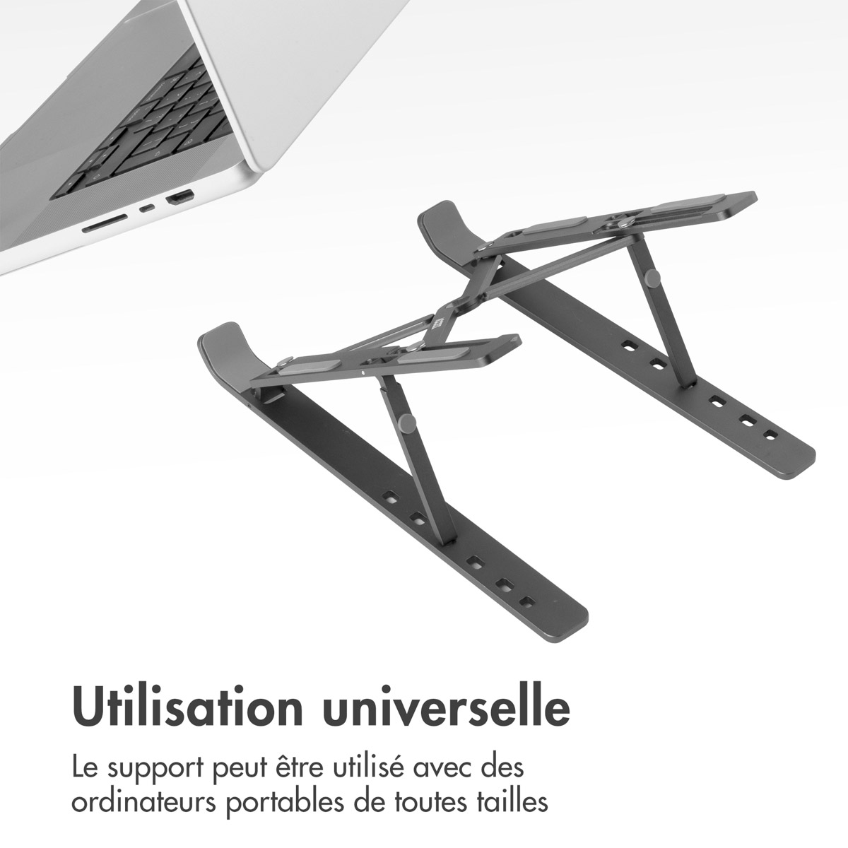Accezz Laptop houder - Laptop standaard - Verstelbaar en opvouwbaar - Grijs - Afbeelding 7