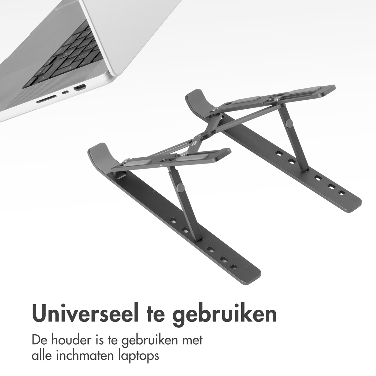 Accezz Laptop houder - Laptop standaard - Verstelbaar en opvouwbaar - Grijs - Afbeelding 8