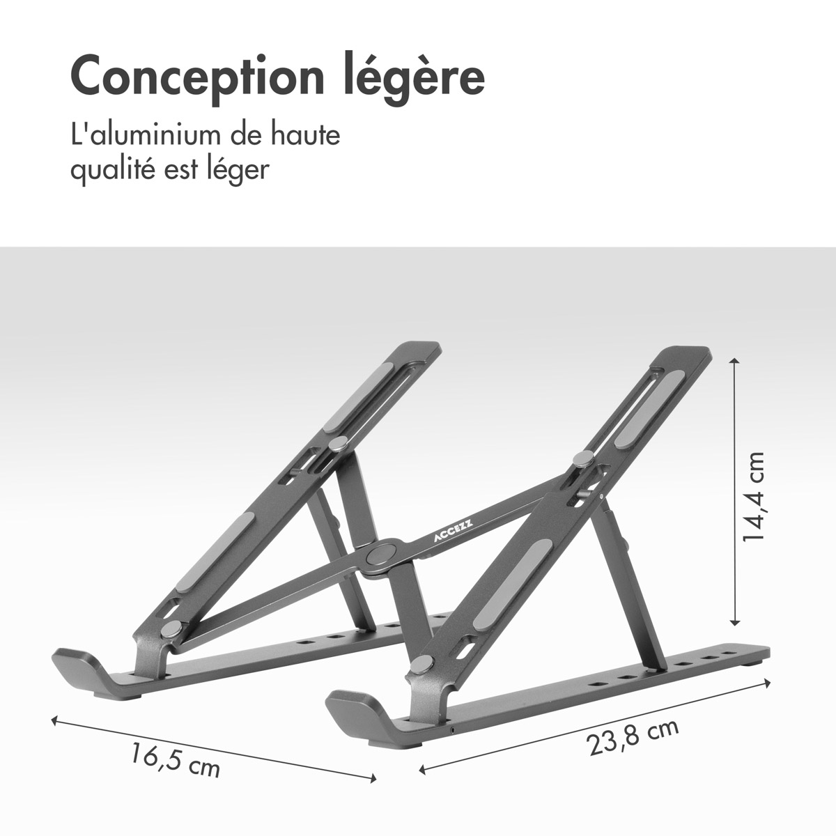 Accezz Laptop houder - Laptop standaard - Verstelbaar en opvouwbaar - Grijs - Afbeelding 10