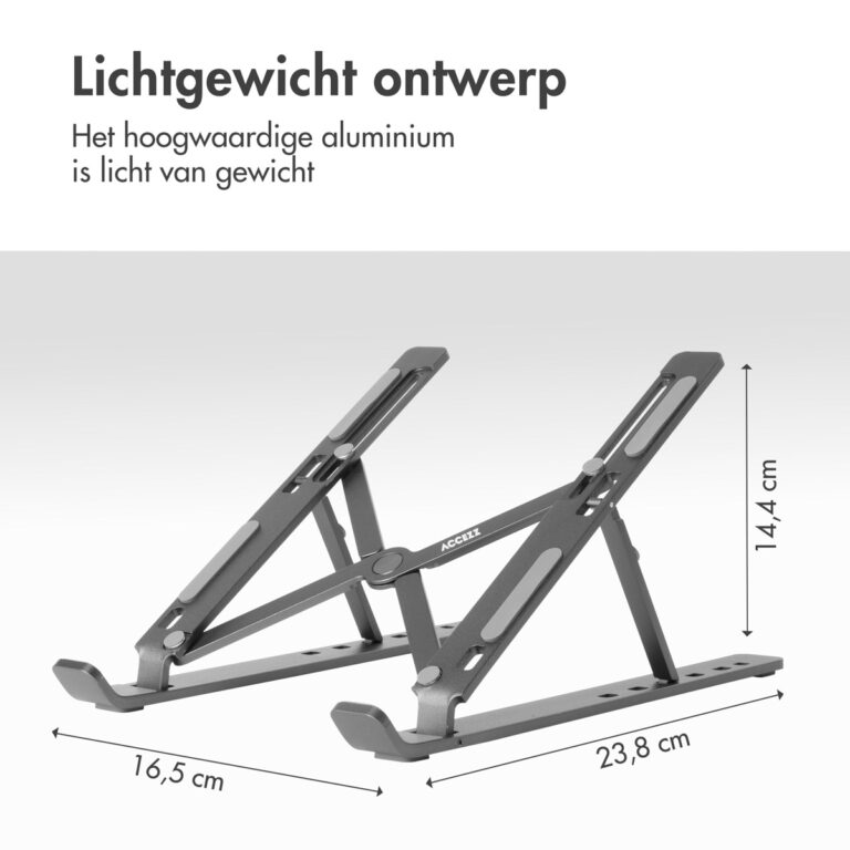 Accezz Laptop houder - Laptop standaard - Verstelbaar en opvouwbaar - Grijs - Afbeelding 10