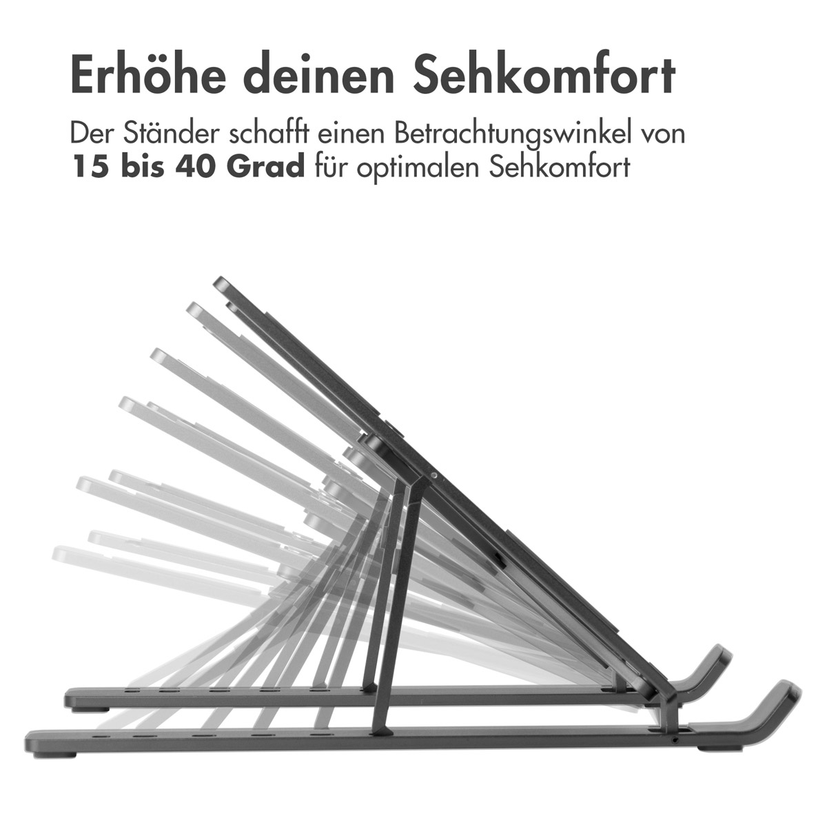 Accezz Laptop houder - Laptop standaard - Verstelbaar en opvouwbaar - Grijs - Afbeelding 5