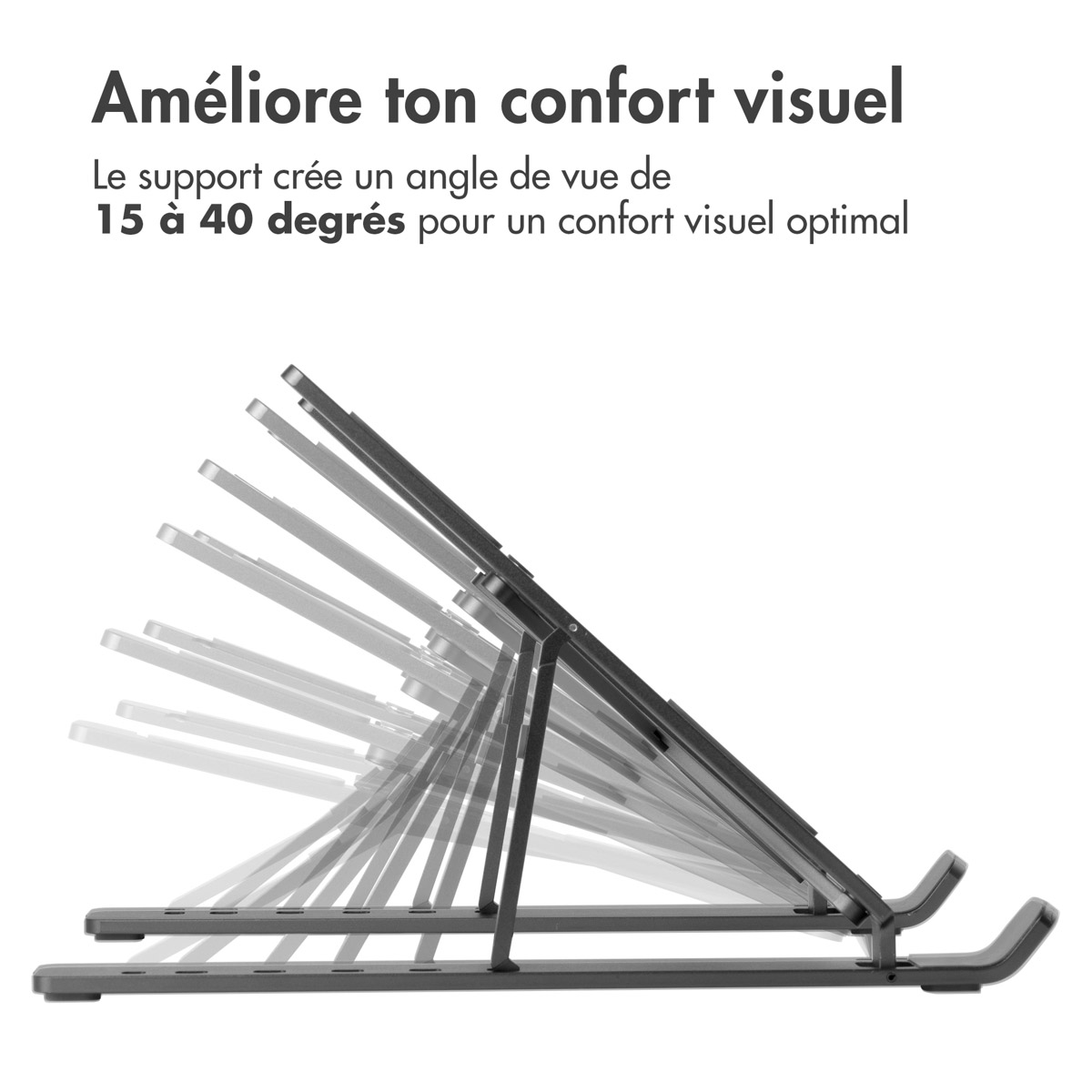 Accezz Laptop houder - Laptop standaard - Verstelbaar en opvouwbaar - Grijs - Afbeelding 4
