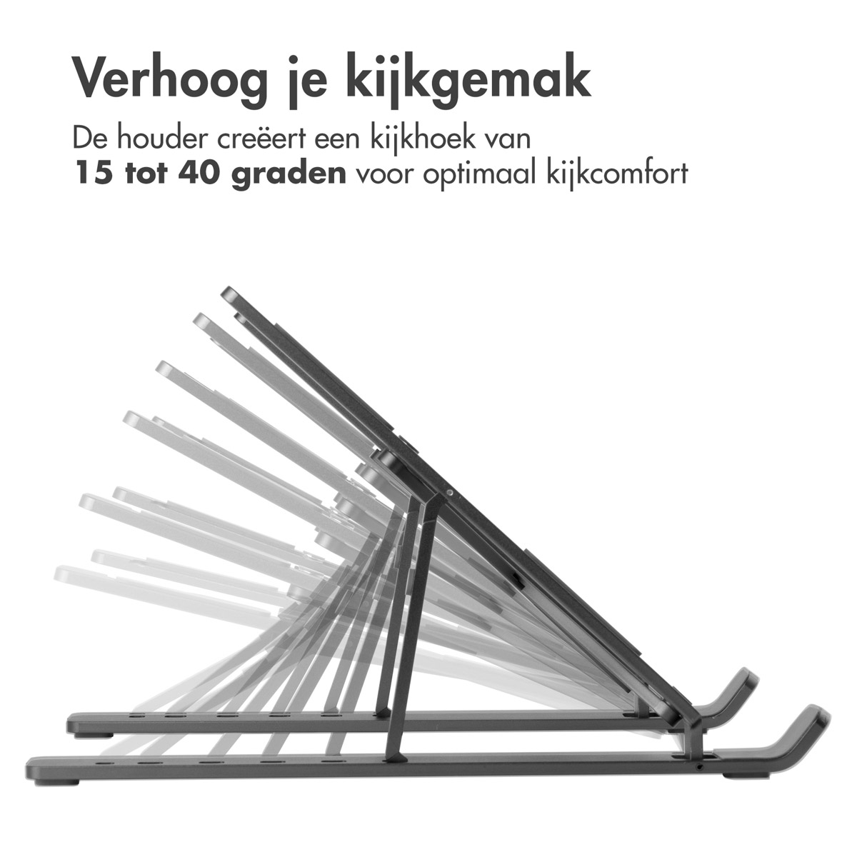 Accezz Laptop houder - Laptop standaard - Verstelbaar en opvouwbaar - Grijs - Afbeelding 6