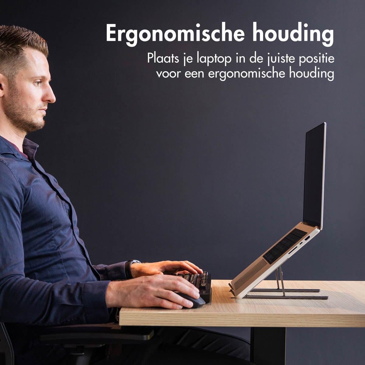 Accezz Laptop houder - Laptop standaard - Verstelbaar en opvouwbaar - Grijs - Afbeelding 5