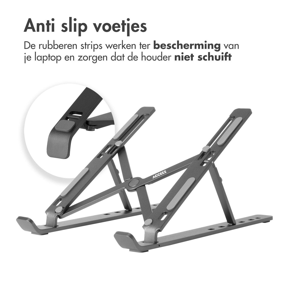 Accezz Laptop houder - Laptop standaard - Verstelbaar en opvouwbaar - Grijs - Afbeelding 6