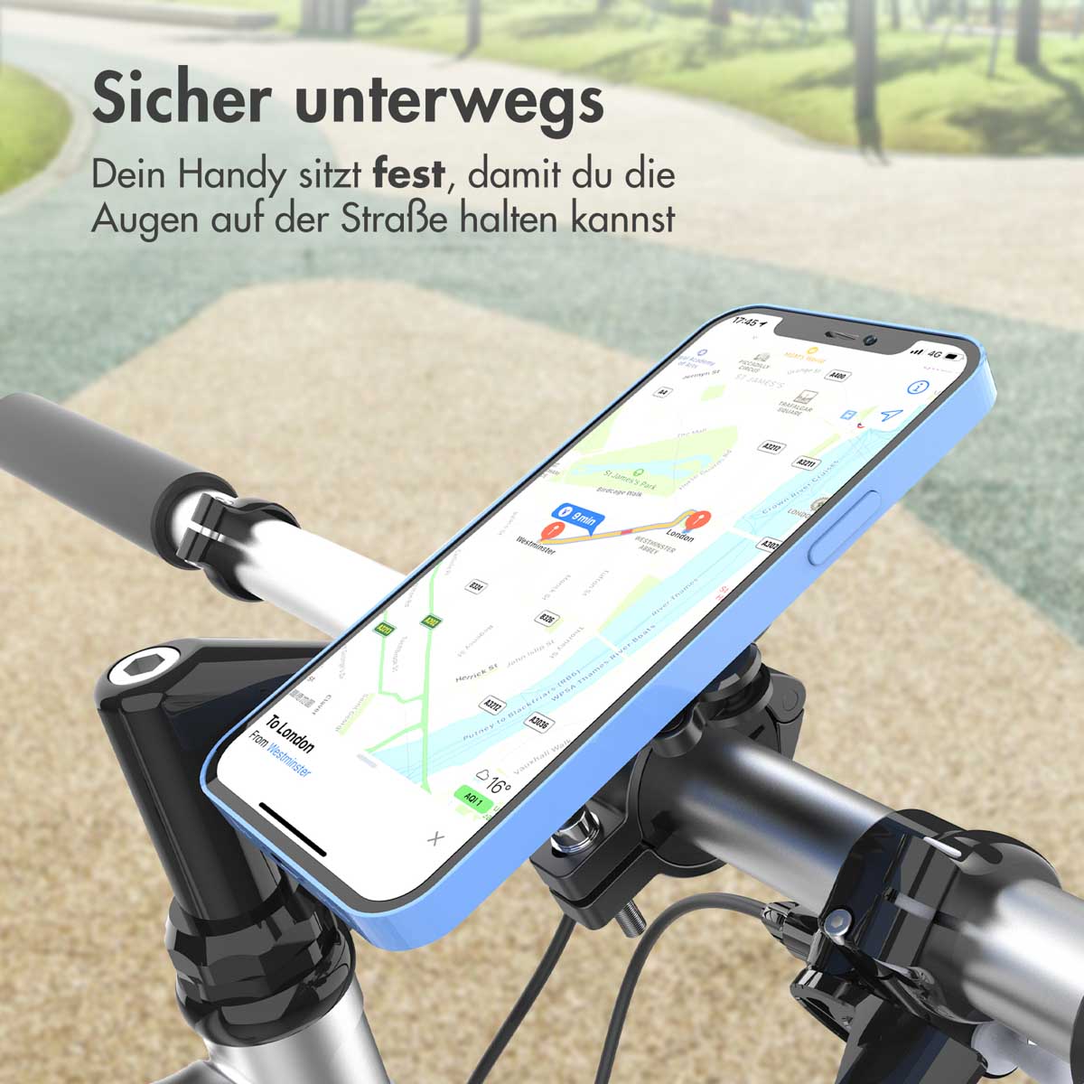Accezz EasyLock telefoonhouder fiets - Universeel - Aluminium - 360 graden draaibaar - Zwart - Afbeelding 4