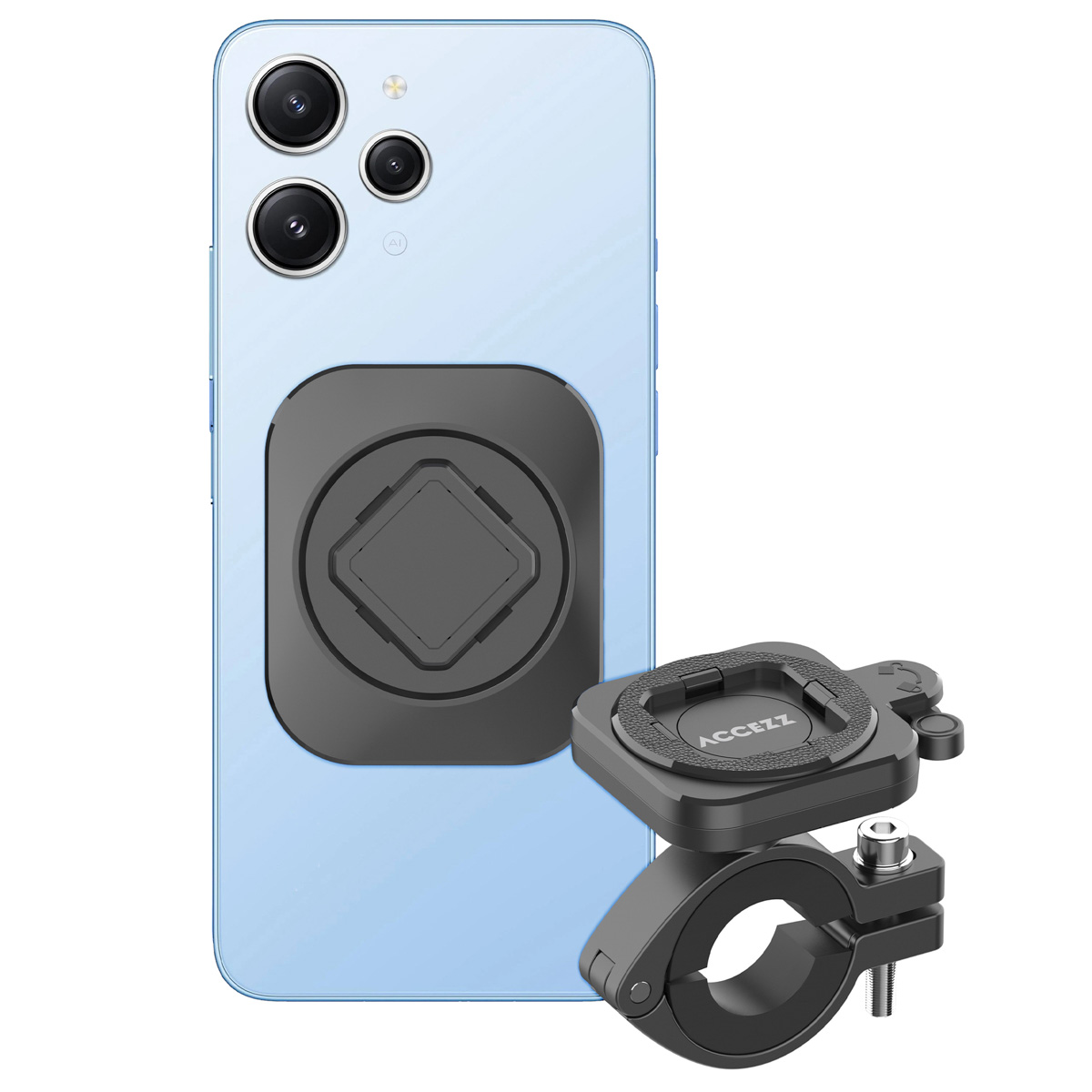 Accezz EasyLock telefoonhouder fiets – Universeel – Aluminium – 360 graden draaibaar – Zwart