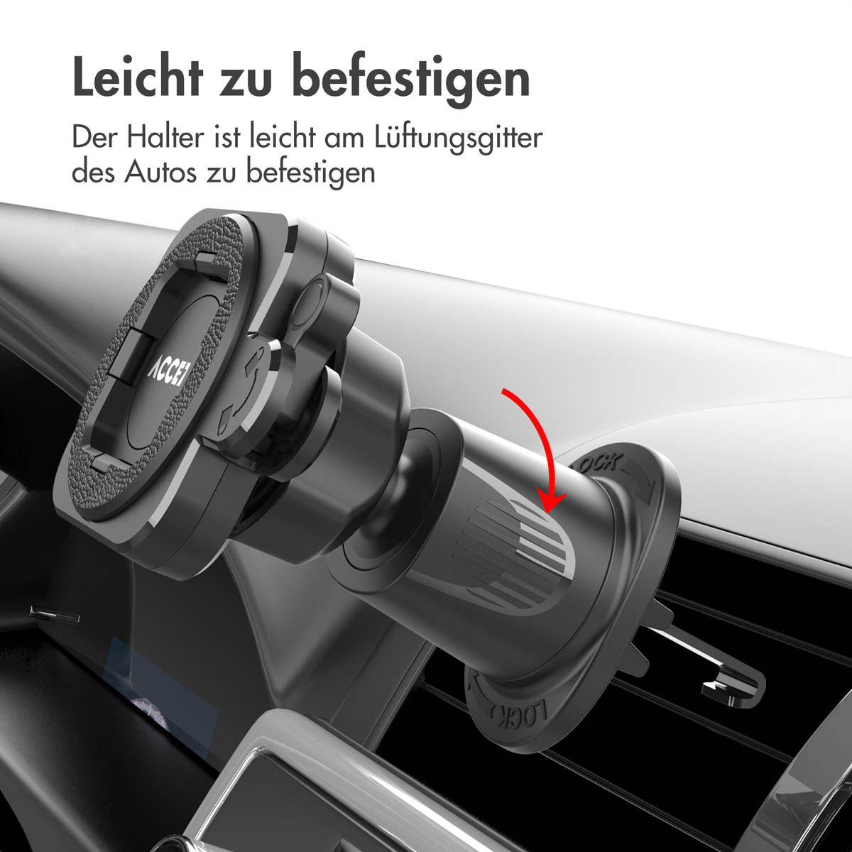 Accezz EasyLock telefoonhouder auto - Ventilatierooster - Universeel - 360 graden draaibaar - Zwart - Afbeelding 8