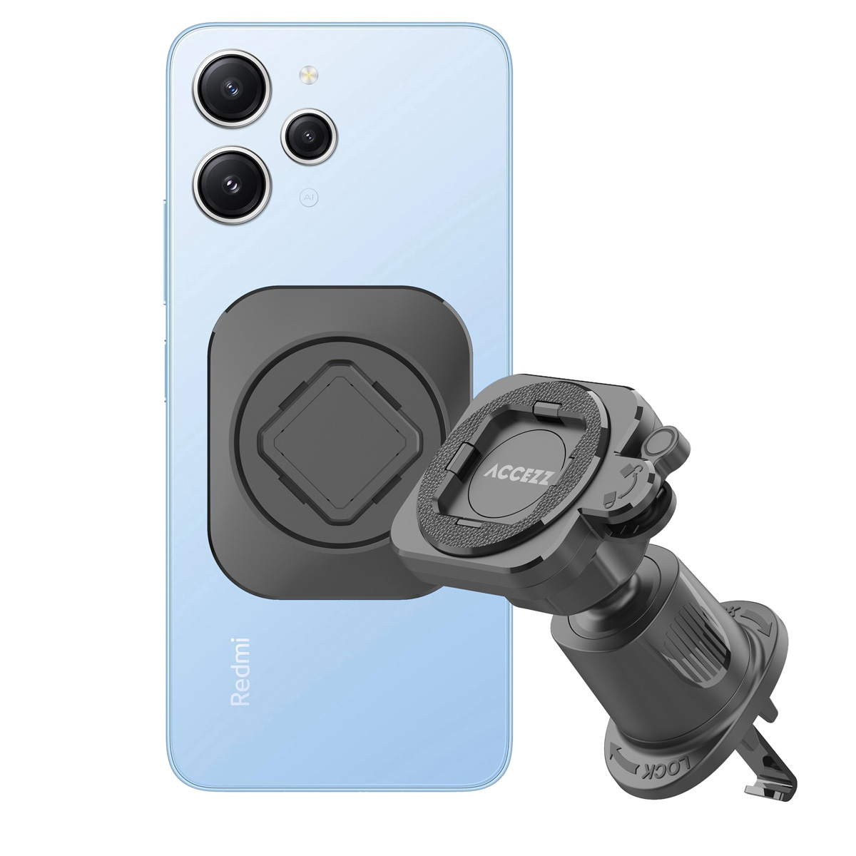 Accezz EasyLock telefoonhouder auto – Ventilatierooster – Universeel – 360 graden draaibaar – Zwart