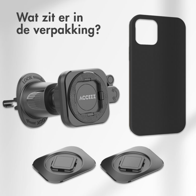 Accezz EasyLock telefoonhouder auto - inclusief hoesje Apple iPhone 13 - Ventilatierooster - 360 graden draaibaar - Zwart - Afbeelding 3