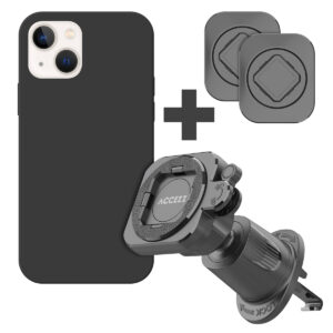 Accezz EasyLock telefoonhouder auto - inclusief hoesje Apple iPhone 13 - Ventilatierooster - 360 graden draaibaar - Zwart